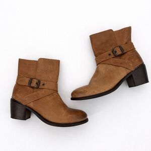 Ten Points Brown Tan Distressed Leather Ankle Boots Lined Size EU 40